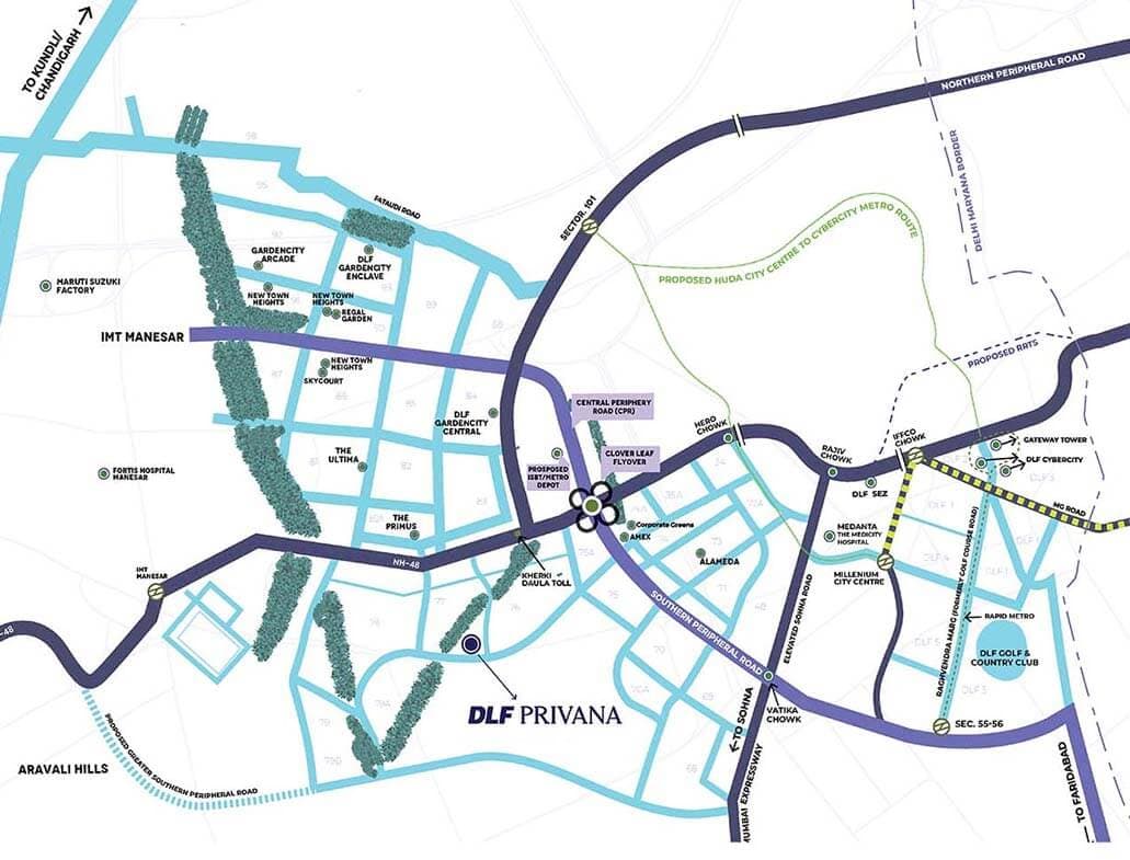 DLF Privana Strategic Location Map